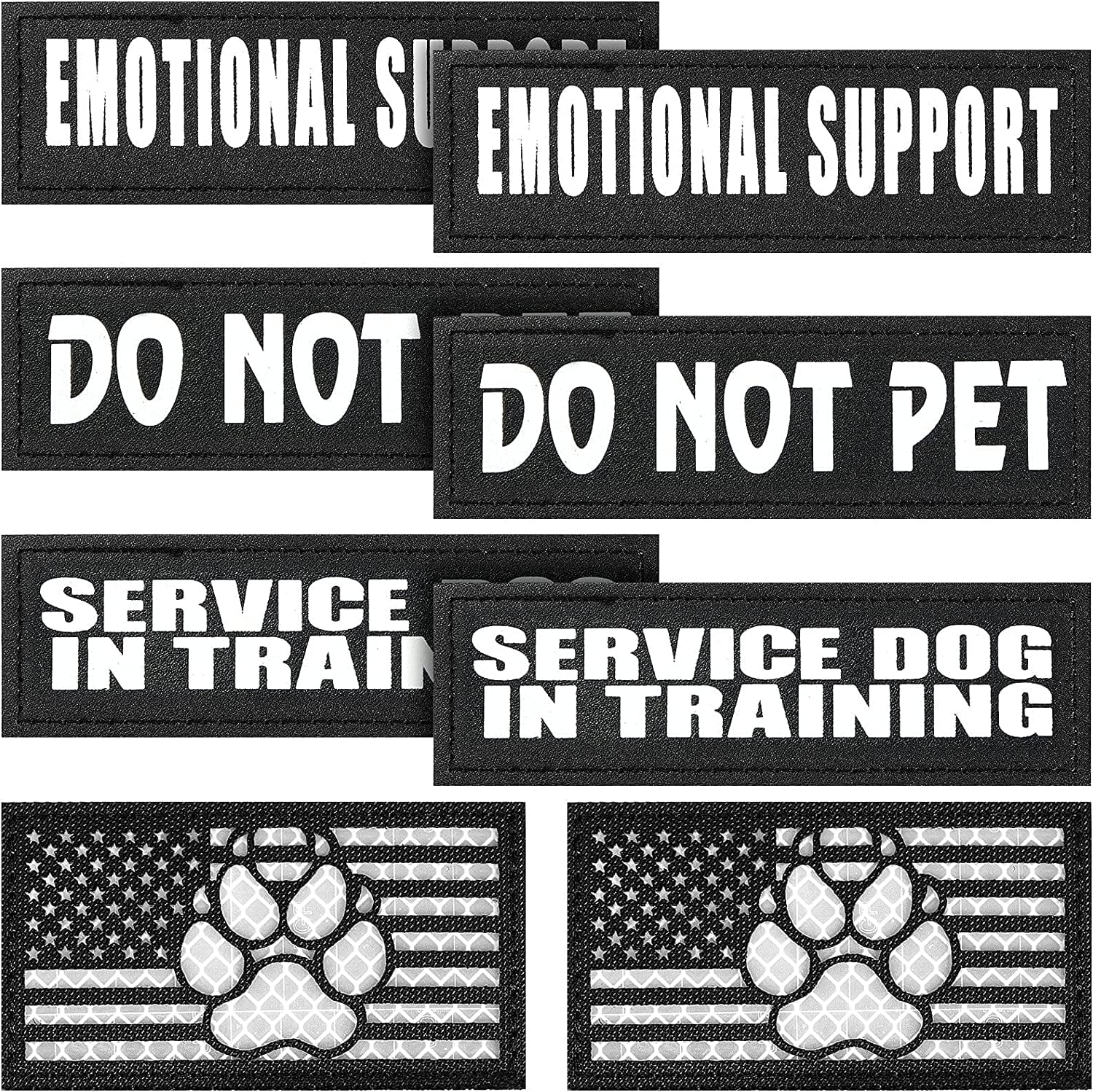 14 PCS Service Dog Patches Reflective Service Dog Vest Patches with Velcro  Tactical Hook Loop Harness Patch Set for in Training Dog,Large Dog