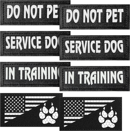 8 Pieces Service Dog Patches Dog Harness Do Not PET and in Training Dog Patches Reflective Removable Tactical Dog Vest Patches with Printed Dog Paw(Classic Patterns,3 X 1.2 Inch) Animals & Pet Supplies > Pet Supplies > Dog Supplies > Dog Apparel Weewooday Classic Patterns 6 x 2 Inch 