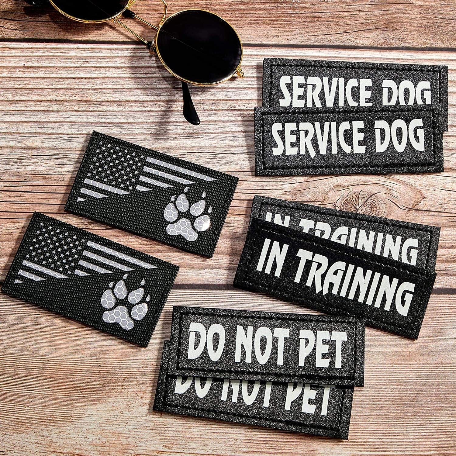 8 Pieces Service Dog Patches Dog Harness Do Not PET and in Training Dog Patches Reflective Removable Tactical Dog Vest Patches with Printed Dog Paw(Classic Patterns,3 X 1.2 Inch) Animals & Pet Supplies > Pet Supplies > Dog Supplies > Dog Apparel Weewooday   