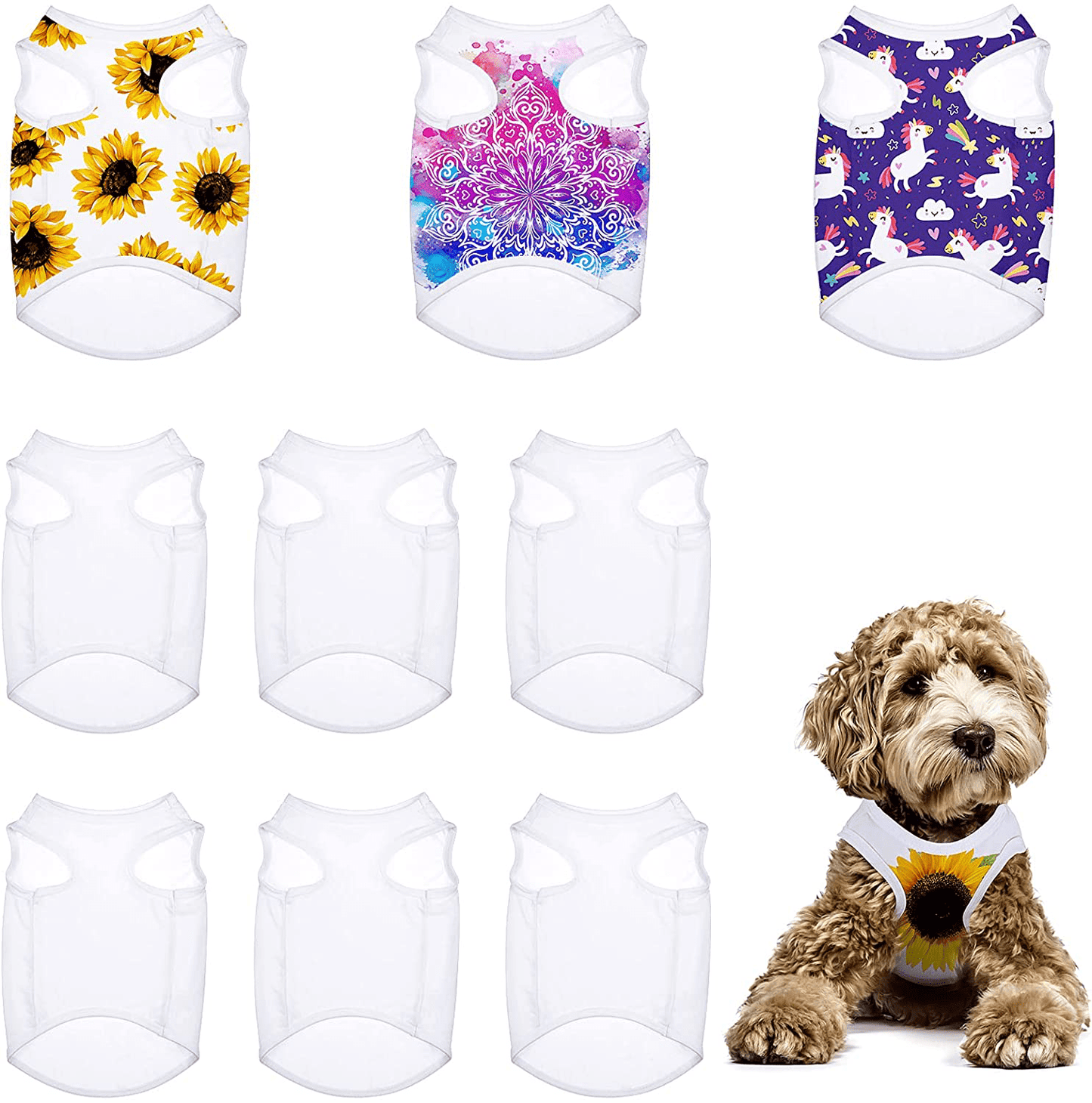 8 Pieces Sublimation Blank Dog Shirt, Heat Transfer Dog Apparel Pajamas, Heat Press Lightweight Puppy Vest, Cool Breathable Dog Clothes for Small Medium Dog Wearing (M) Animals & Pet Supplies > Pet Supplies > Dog Supplies > Dog Apparel Frienda Large  