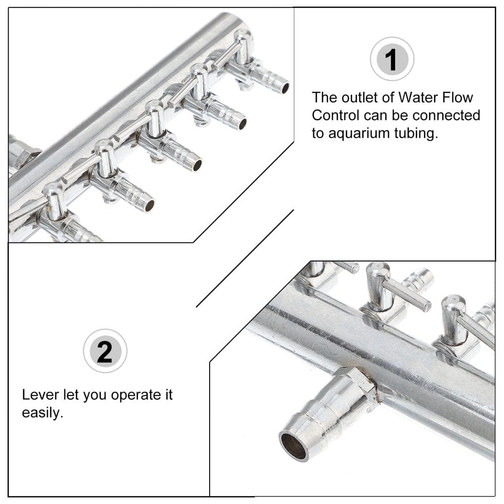 8 Ways 8 to 4MM Aquarium Outlet Inline Air Pump Flow Lever Control Manifold Splitter Switch Tap Oxygen Tube Distributor Silver Animals & Pet Supplies > Pet Supplies > Fish Supplies > Aquarium & Pond Tubing FRCOLOR   