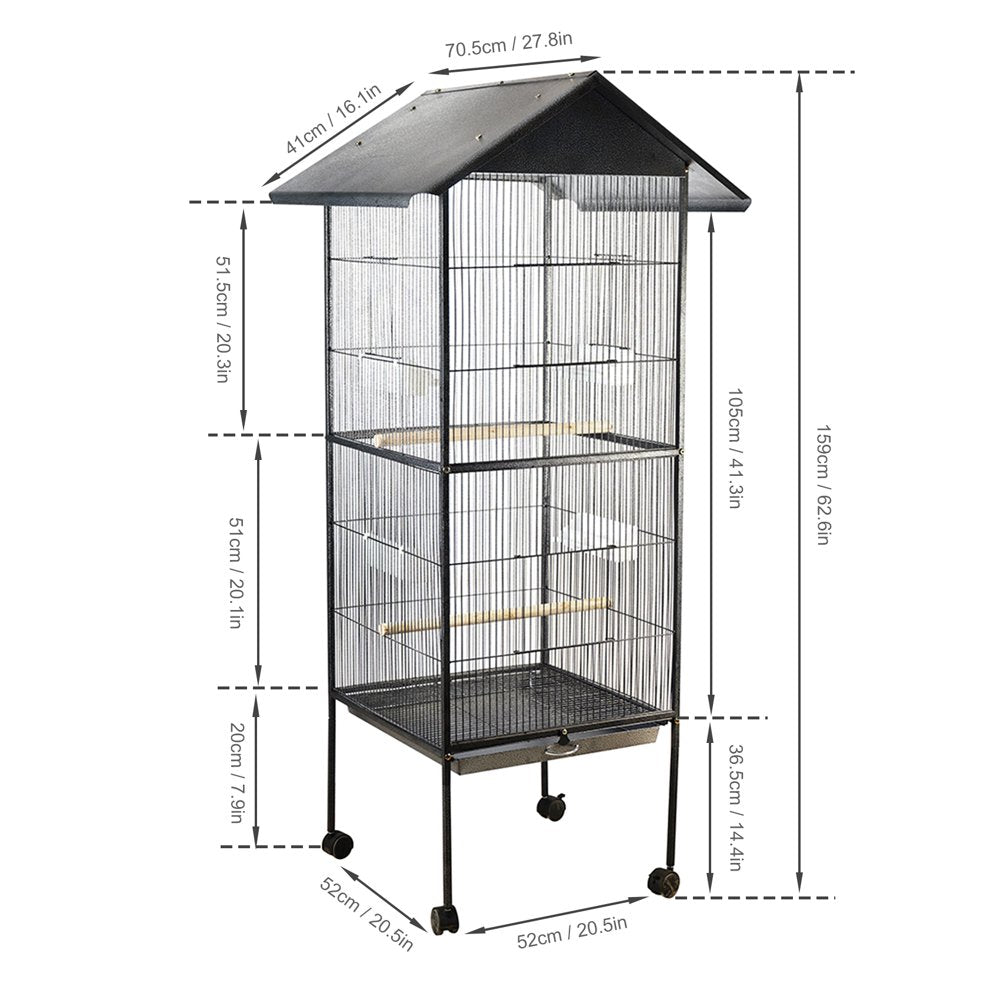 Ikayaa Parrot Cage with Roof, Outdoor Aviary for Birds, Bird Cage on Stand Animals & Pet Supplies > Pet Supplies > Bird Supplies > Bird Cages & Stands iKayaa   