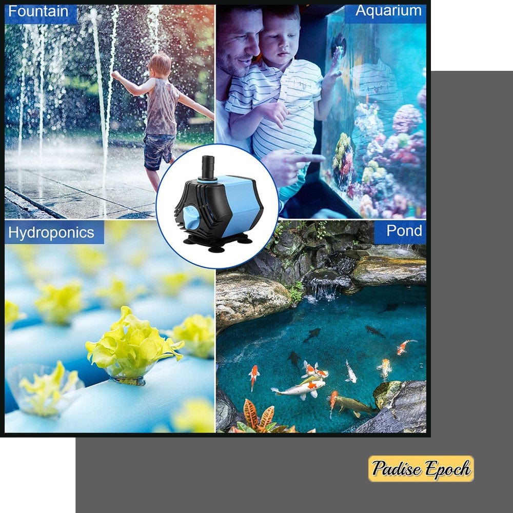 800GPH Submersible Water Pump(3000L/H,60W), Ultra Quiet Submersible Pump, Fountain Pump-10Ft High Lift, 6.6Ft Power Cord, 3 Nozzles for Fish Tank, Pond, Aquarium, Statuary, Hydroponics Animals & Pet Supplies > Pet Supplies > Fish Supplies > Aquarium & Pond Tubing KOL PET   