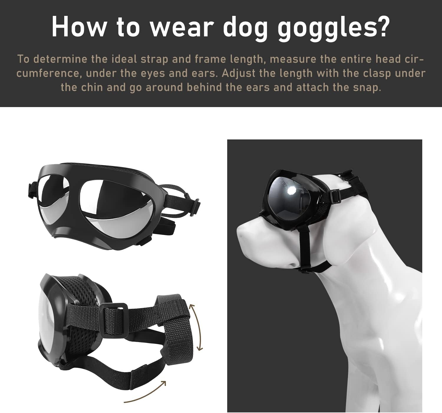 Southvo Dog Goggles Large Breed, Dog Sunglasses Soft Frame with Adjustable Straps, Dog Eye Wear Protection for Medium-Large Size Dog, Dog Glasses UV Protection Pet Goggles Animals & Pet Supplies > Pet Supplies > Dog Supplies > Dog Apparel SOUTHVO   