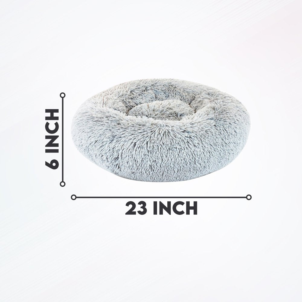 Precious Tails Super Luxe Shaggy Faux Fur Donut Bolster Dog Cat Bed - Small Animals & Pet Supplies > Pet Supplies > Cat Supplies > Cat Beds ENCHANTE ACCESSORIES   