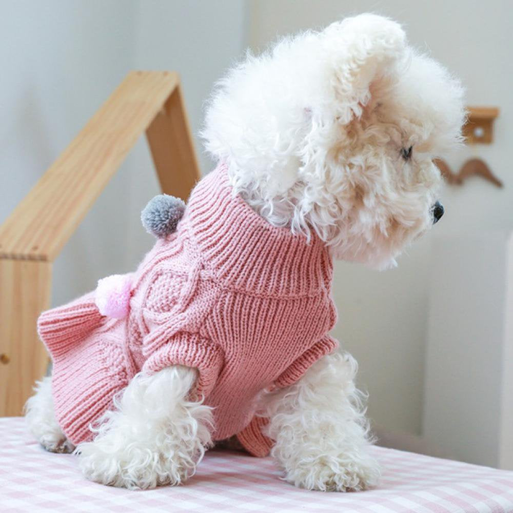 Dogs Sweater Dress with Bowtie Checkered Winter Sweater Clothes Apparel for Small Puppy Chihuahua Corgi Pink S Animals & Pet Supplies > Pet Supplies > Dog Supplies > Dog Apparel PATIO_PEACE_INC   
