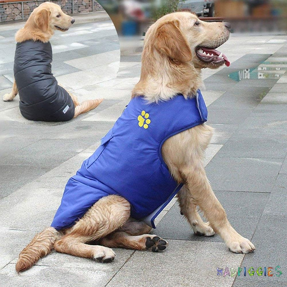 Badpiggies Double Sides Dog Vest Coat Winter Waterproof Pet Jacket for Small Medium Large Dogs (S, Blue)
