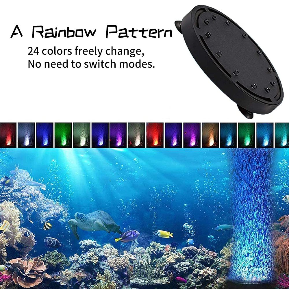 Amerteer 5 Inch 12 LED Aquarium Air Bubble Light,Multi-Colored Fish Tank Air Stone Disk Lamp Underwater Bubbler LED Light with 7 Color Changing for Fish Tanks and Fish Ponds Animals & Pet Supplies > Pet Supplies > Fish Supplies > Aquarium Lighting Amerteer   