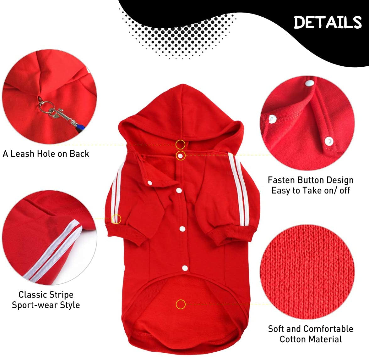 PETLESO Dog Sweater for Large Dog, Warm Cotton Hoodie Sweatshirt for Medium Large Dogs, Red 3XL Animals & Pet Supplies > Pet Supplies > Dog Supplies > Dog Apparel PETLESO   