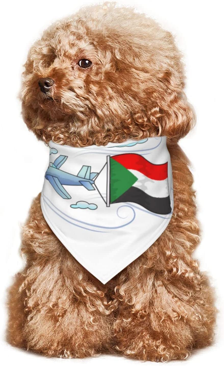 Airplane with Flag of Sudan Pet Dog and Cat Decorative Triangle Scarf,Dog Bandana,Breathable and Stain Resistant. Animals & Pet Supplies > Pet Supplies > Dog Supplies > Dog Apparel ZALTAS   