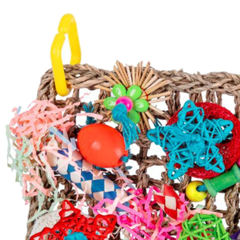 Pet Bird Foraging Wall Toy Colorful Parrot Chewing Toy Hanging Hook Cage Accessories Climbing Woven Mat for Finches Birds Parakeet Animals & Pet Supplies > Pet Supplies > Bird Supplies > Bird Cage Accessories perfk   