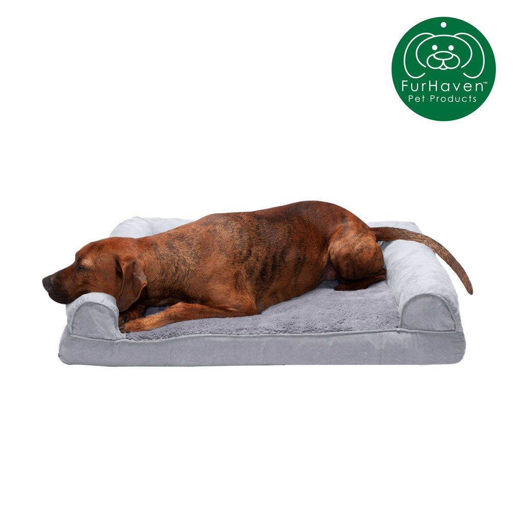 Furhaven Pet Products | Dog Bed Full Support Orthopedic Ultra Plush Sofa-Style Couch Bed for Dogs & Cats, Gray, Jumbo Plus Animals & Pet Supplies > Pet Supplies > Cat Supplies > Cat Beds FurHaven Pet L Gray 