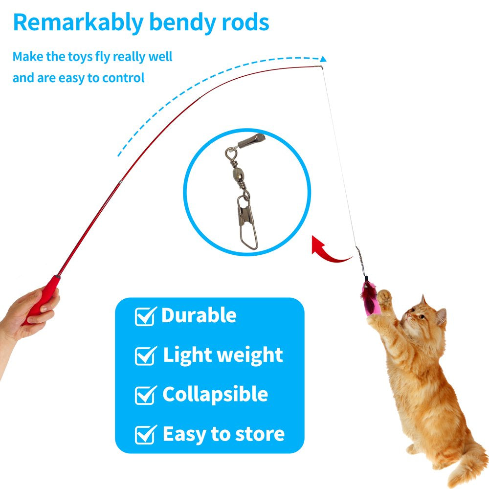 Petstie Cat Feather Teaser Toy, 2PCS Retractable Cat Wands,11Pcs Teaser Refills with Bells and Extra 2PCS Elastic Strings, Cat Wand Toys for Indoor Cats Animals & Pet Supplies > Pet Supplies > Cat Supplies > Cat Toys Petstie   