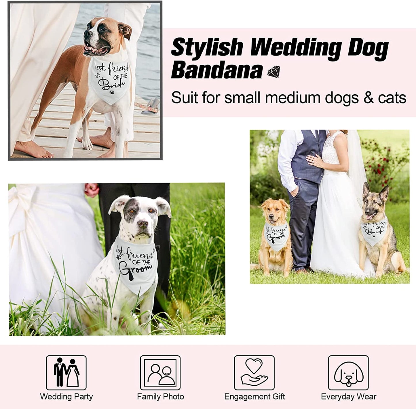 BEAUTYZOO My Human Is Getting Married Dog Wedding Bandanas for Engagement Photos Bridal Party Show, Gift for Puppy Small Medium Large Dogs Pet Accessories, Dog Scarf Triangle, 2Pcs Animals & Pet Supplies > Pet Supplies > Dog Supplies > Dog Apparel BEAUTYZOO   