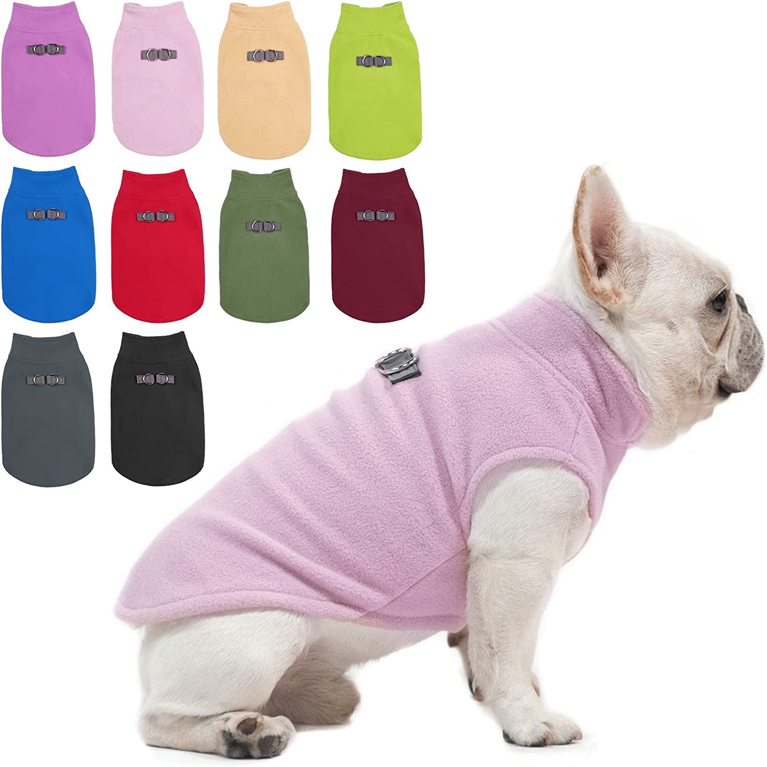 BEAUTYZOO Dog Fleece Vest Sweater Winter Jacket for Small and Medium Dogs with D-Ring Leash Cold Weather Coat Hoodie for XS S M Dogs Boy or Girls Animals & Pet Supplies > Pet Supplies > Dog Supplies > Dog Apparel BEAUTYZOO PINK Large 