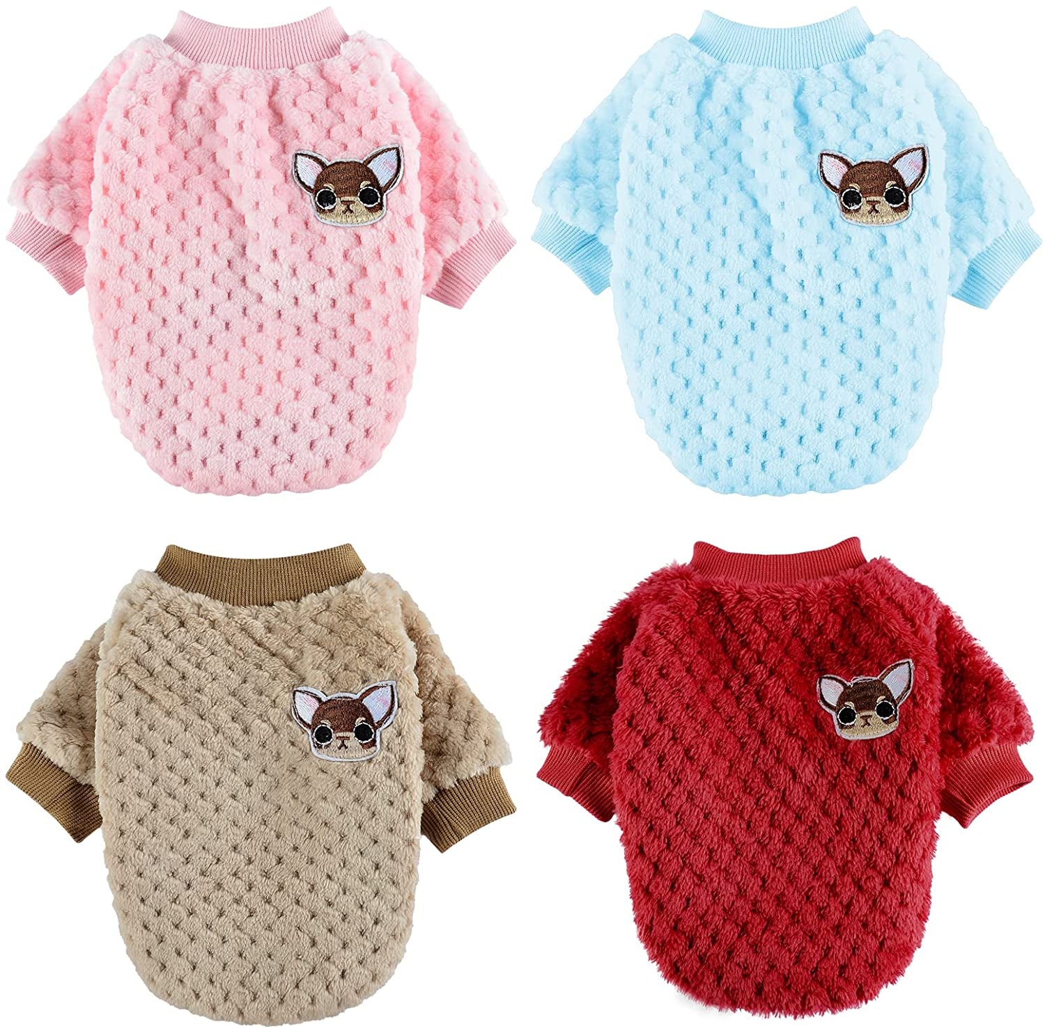 4 Pieces Small Dog Sweaters Chihuahua Fleece Clothes XXS~S Winter Warm –  KOL PET