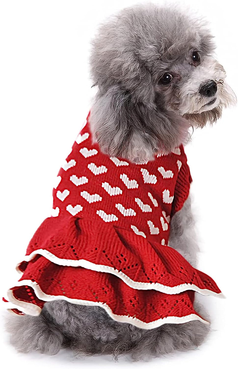 CHBORLESS Dog Sweater Puppy Dress: Warm Pet Small Dogs Clothes Winter Dog Heart Sweater Doggy Sweatshirt Doggie Coat Cat Clothing Kitten Dresses (Red, X-Small) Animals & Pet Supplies > Pet Supplies > Dog Supplies > Dog Apparel CHBORLESS Red X-Large 