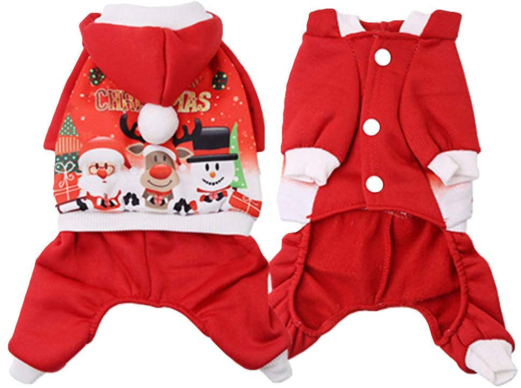 Reactionnx Santa Dog Costume Christmas Pet Clothes Winter Hoodie Coat Clothes Pet Clothing for Small Dogs Winter Coat Warm Clothes Christmas Holiday Apparel Outfit
