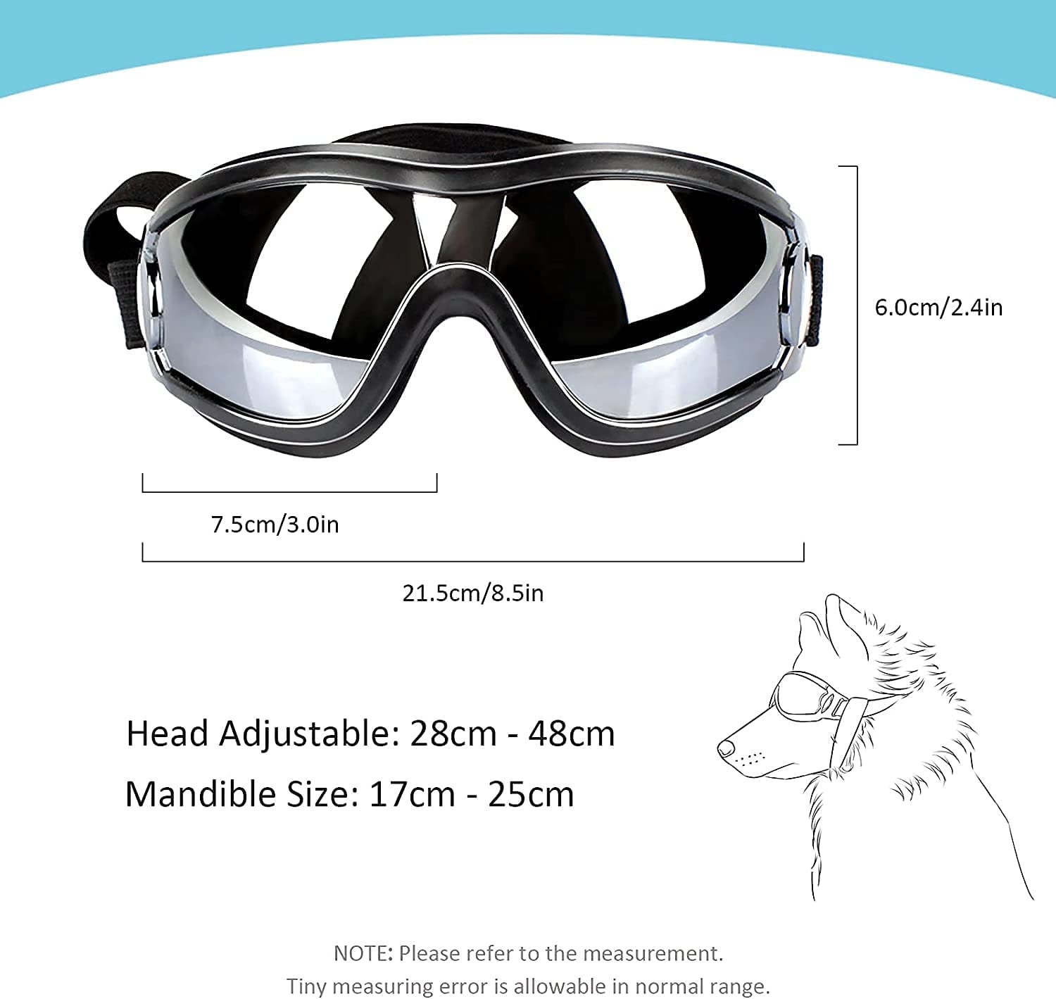 Rayshen Dog Goggles Dog Sunglasses UV Protection, Windproof, Dustproof, Anti-Fog Adjustable Straps for Travel Skiing and Anti-Fog Suitable for Medium and Large Dogs, Black Animals & Pet Supplies > Pet Supplies > Dog Supplies > Dog Apparel YZD   