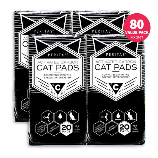 80Ct Peritas Cat Litter Pads | Generic Refill for Tidy Cat Breeze Litter Box Pads System | Cat Liner Pads for Litter Box | Activated Carbon for Breeze Cat Litter Pads | 16.9” X 11.4”