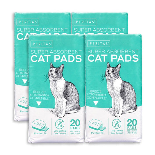 80Ct Peritas Cat Pads | Generic Refill for Breeze Tidy Cat Litter System | Cat Liner Pads for Litter Box | Quick-Dry, Super Absorbent, Leak Proof | 16.9"X11.4"