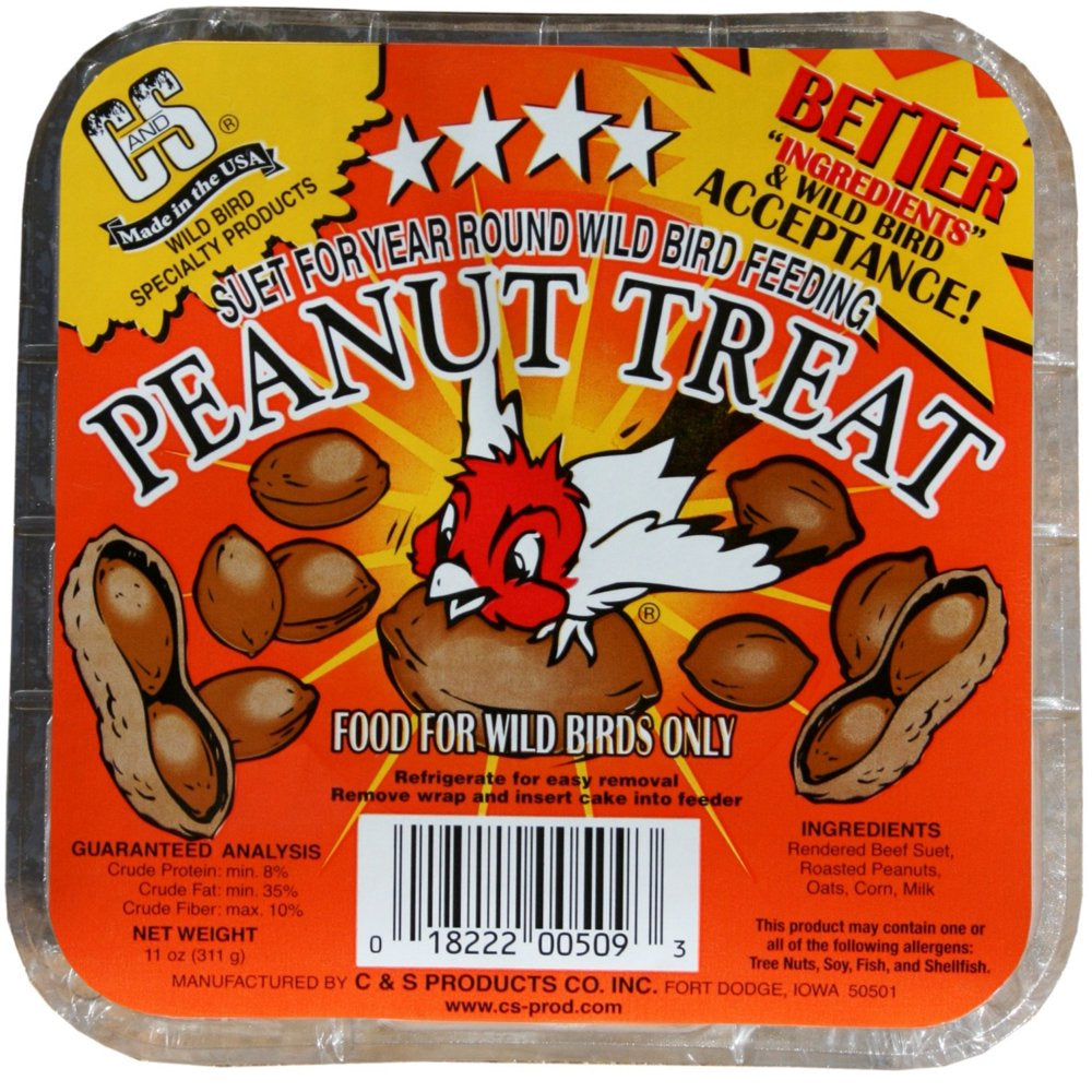 C&S Products Peanut Treat Suet, for Year round Feeding, 11 Oz Cake, Wild Bird Food Animals & Pet Supplies > Pet Supplies > Bird Supplies > Bird Treats Central Garden and Pet   