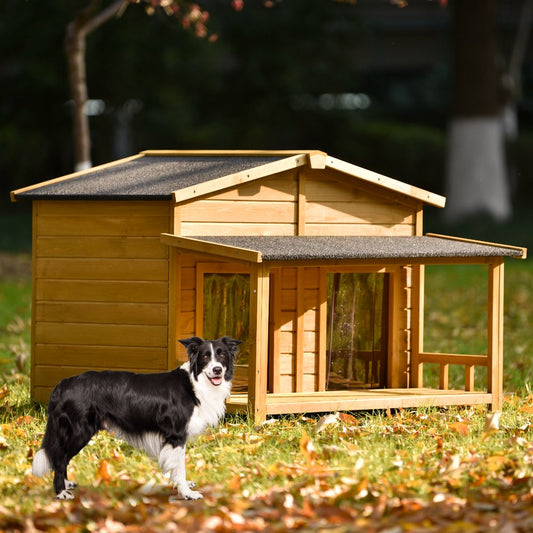 Large Wood Dog House, Mrdoggy Outdoor Puppy House with Porch, for Dogs up to 100 Lbs Animals & Pet Supplies > Pet Supplies > Dog Supplies > Dog Houses Mrdoggy   