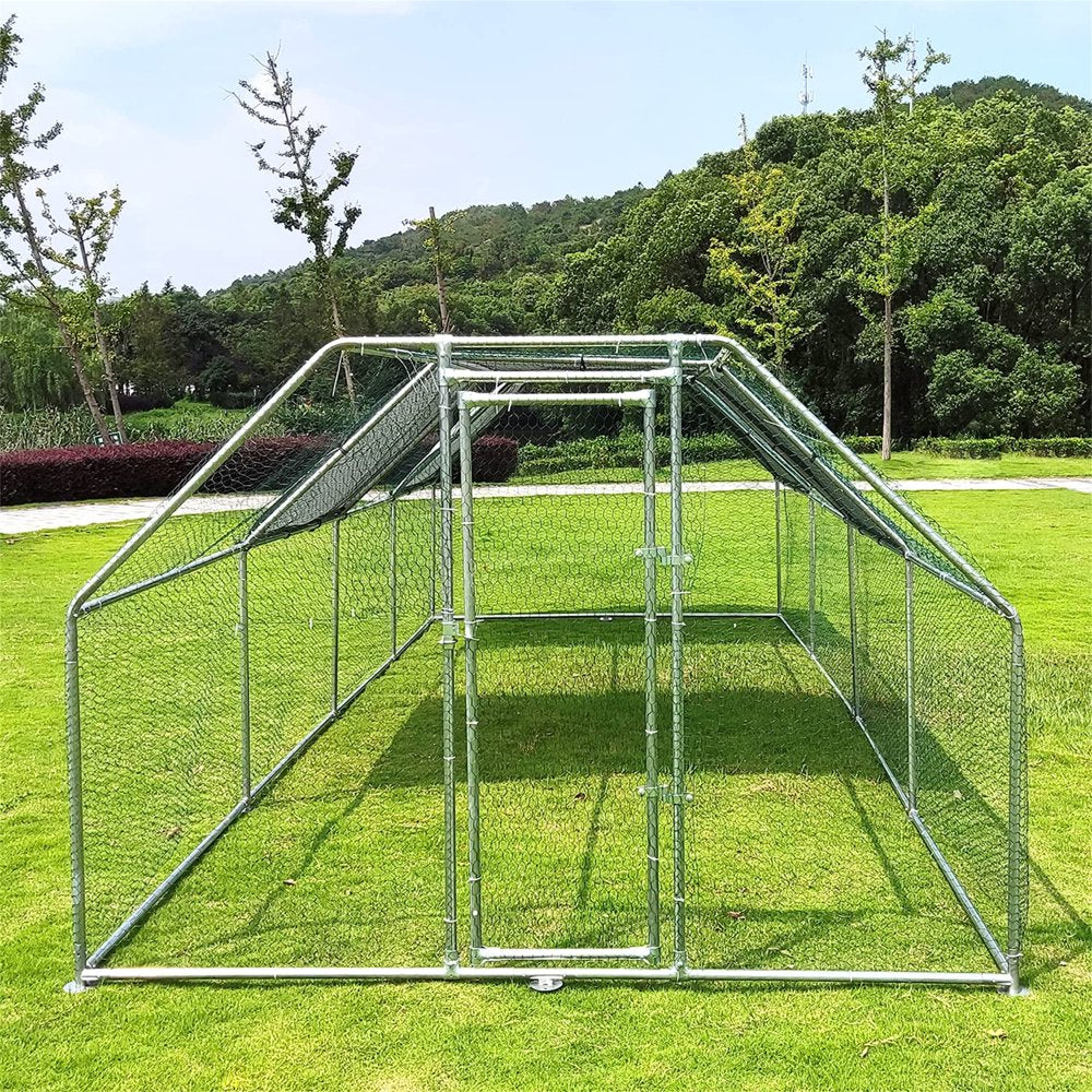 Aukfa Chicken Coop- 25 FT Large Outdoor Chicken Run- Heavy Duty Metal Frame- Flat Roofed Animals & Pet Supplies > Pet Supplies > Dog Supplies > Dog Kennels & Runs AUKFA   