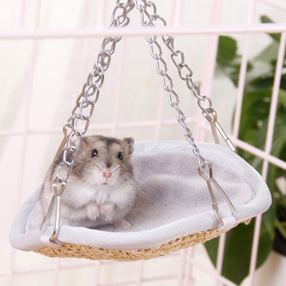 SPRING PARK Hanging Bed for Small Animals, Straw Woven Warm Hammock Nest, Critter Cage Accessories Bedding for Hamster Hedgehog Gerbil Rat
