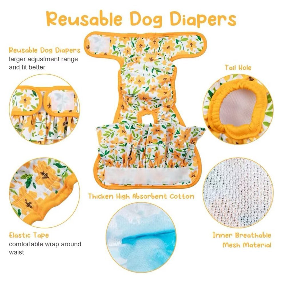 Shininglove 3 Pack Reusable Dog Diapers for Female Dogs, Absorbent Washable Dog Diapers, M Animals & Pet Supplies > Pet Supplies > Dog Supplies > Dog Diaper Pads & Liners ShiningLove   