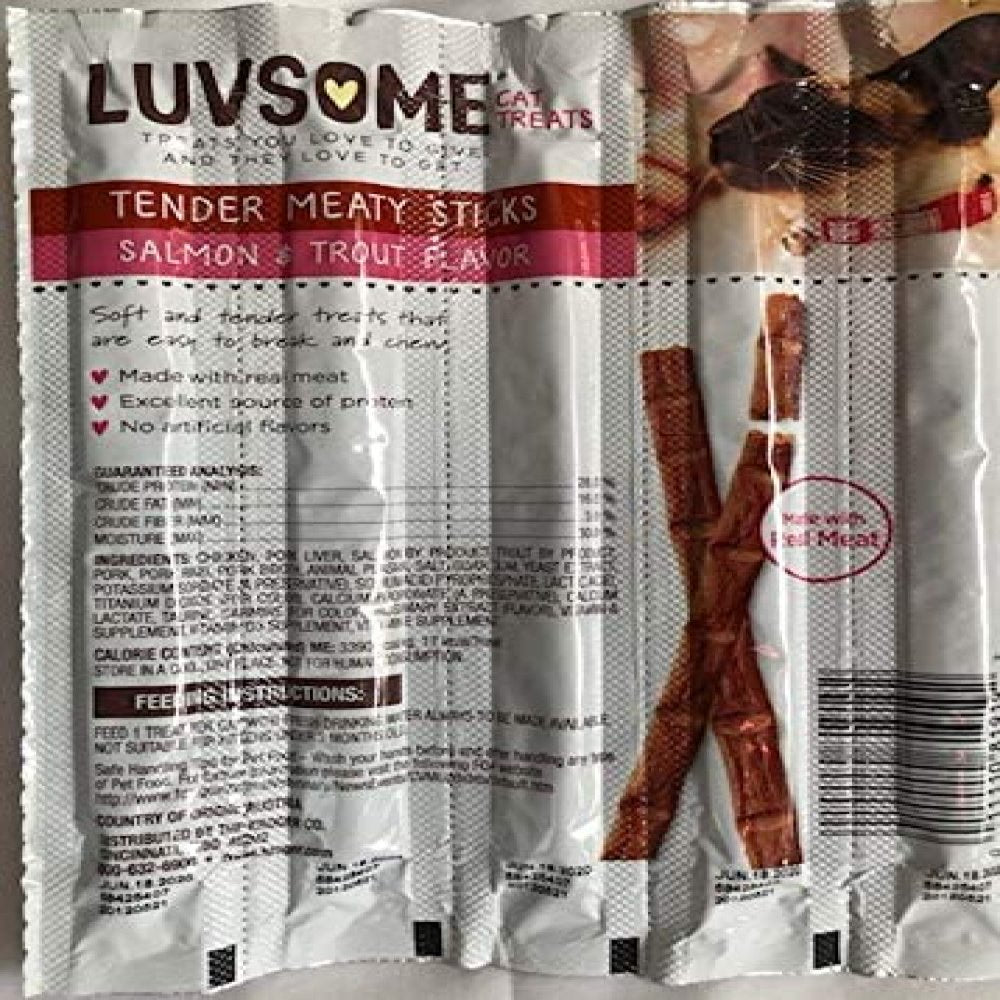 Luvsome Cat Treats Tender Meaty Sticks Salmon & Trout 1-Pack 5-Individual Sticks Animals & Pet Supplies > Pet Supplies > Cat Supplies > Cat Treats Luvsome   