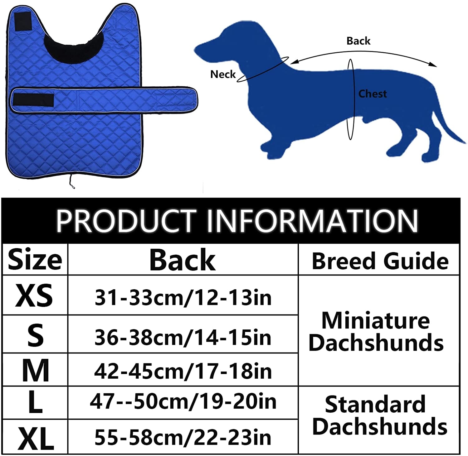 Morezi Dachshund Coats, Dachshund Coat, Coat for Dachshund, Dog Winter Coat with Padded Fleece Lining, Outdoor Dog Apparel with Adjustable Bands - Navy - L Animals & Pet Supplies > Pet Supplies > Dog Supplies > Dog Apparel Morezi   