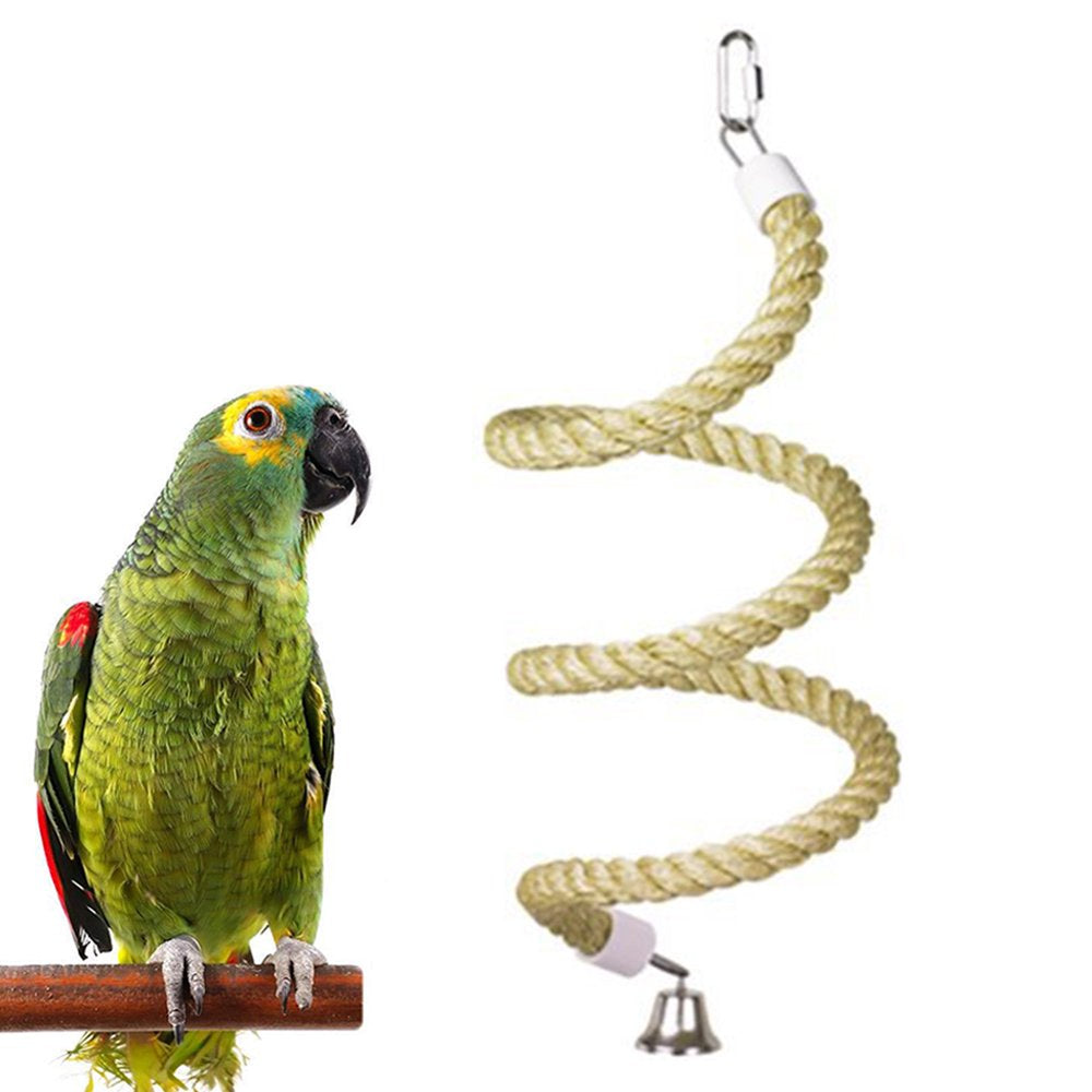 SPRING PARK Pet Bird Spiral Cotton Rope Perches with Bell Chewing Cage Hanging Swing Toy Birdcage Accessories Animals & Pet Supplies > Pet Supplies > Bird Supplies > Bird Cage Accessories SPRING PARK   