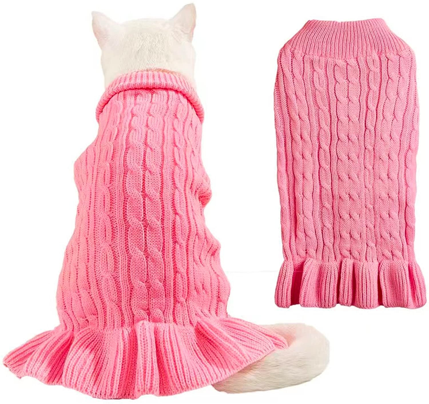 Dog Sweater Dress, Dog Pullover Knitwear Pet Sweater Warm for Fall Winter, Dog Coat for Small Medium Dogs with Size S-XL (X-Large, Pink) Animals & Pet Supplies > Pet Supplies > Dog Supplies > Dog Apparel Bwealth   