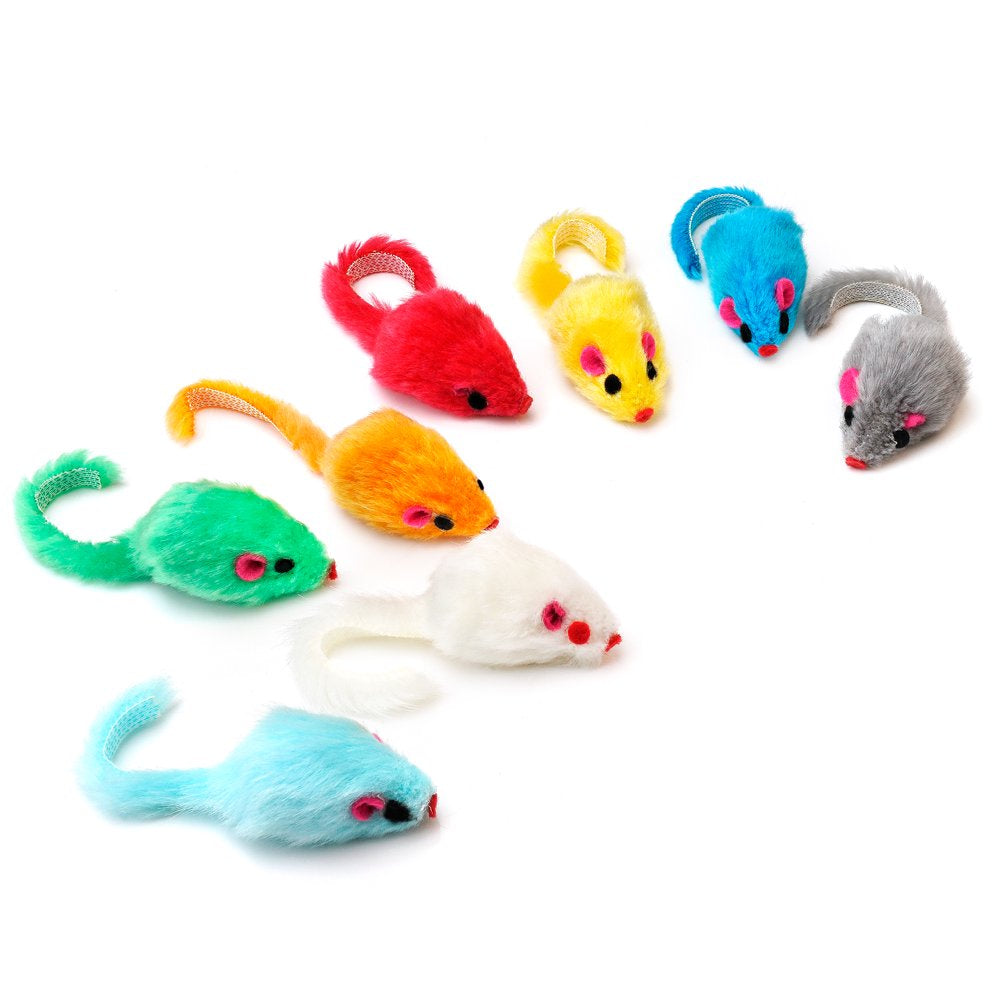 Chiwava 36PCS 4.1'' Furry Cat Toy Mice Rattle Small Mouse Kitten Interactive Play Assorted Color Animals & Pet Supplies > Pet Supplies > Cat Supplies > Cat Toys Wonpet Co., Ltd   