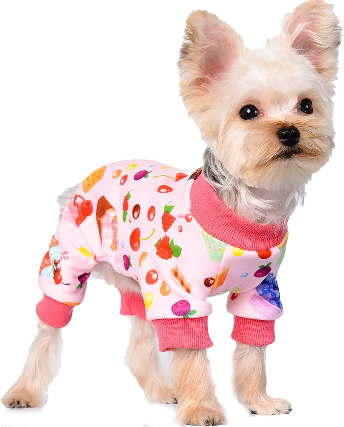 Yikeyo Dog Pajamas, Fall Winter Pink Dog Clothes for Small Medium Dogs Girl, Cat Apparel Outfit (Purple, X-Small) Animals & Pet Supplies > Pet Supplies > Dog Supplies > Dog Apparel Yikeyo Ice cream X-Small 