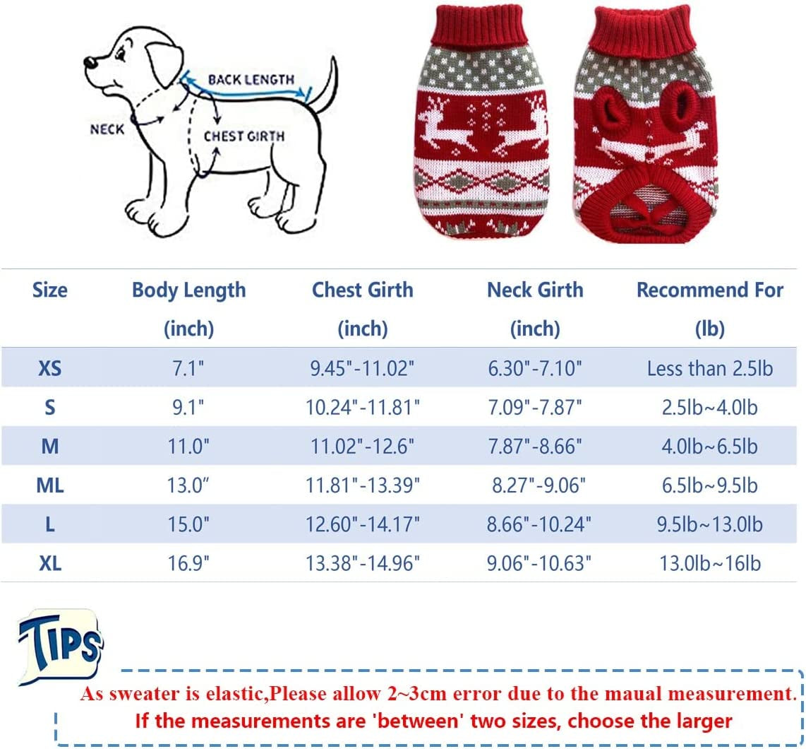 Vehomy Dog Christmas Sweaters Pet Winter Knitwear Xmas Clothes Classic Warm Coats Reindeer Snowflake Argyle Sweater for Kitty Puppy Cat-L Animals & Pet Supplies > Pet Supplies > Dog Supplies > Dog Apparel Vehomy   