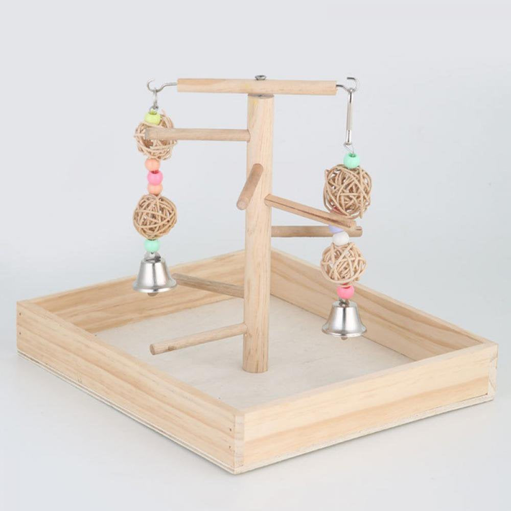 Parrot Playground Bird Playstand Wood Perch Gym Toys Cockatiel Nest Hanging Swing Chew Toys for Conure Lovebirds Animals & Pet Supplies > Pet Supplies > Bird Supplies > Bird Ladders & Perches Wisremt   