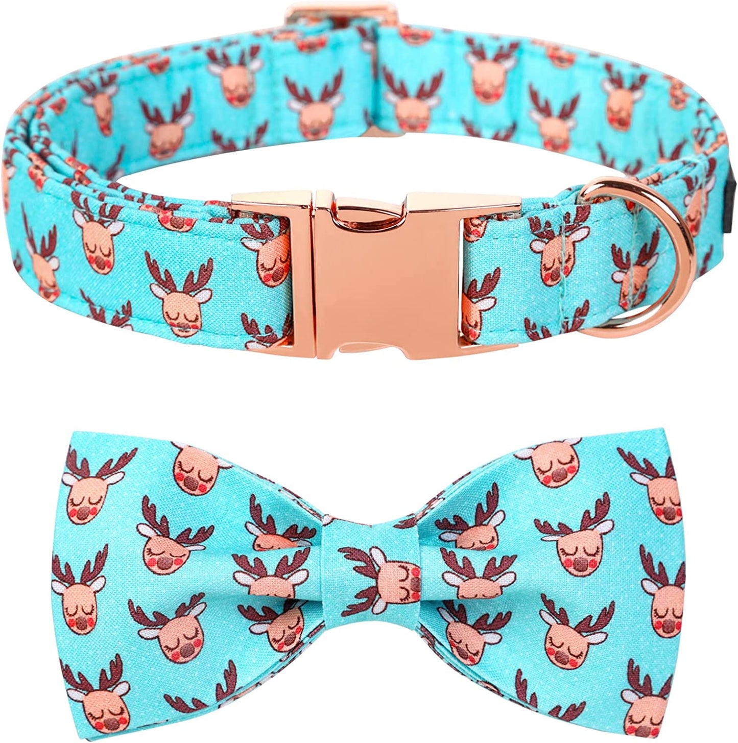 Lionet Paws Christmas Dog Collar with Bowtie, Dog Bowtie Collar with Metal Buckle for Dogs, Adjustable Comfortable Dog Collar Girl Boy Gift Santa Claus, M, Neck 13.5-22 In Animals & Pet Supplies > Pet Supplies > Dog Supplies > Dog Apparel lionet paws Reindeer Large (Pack of 1) 