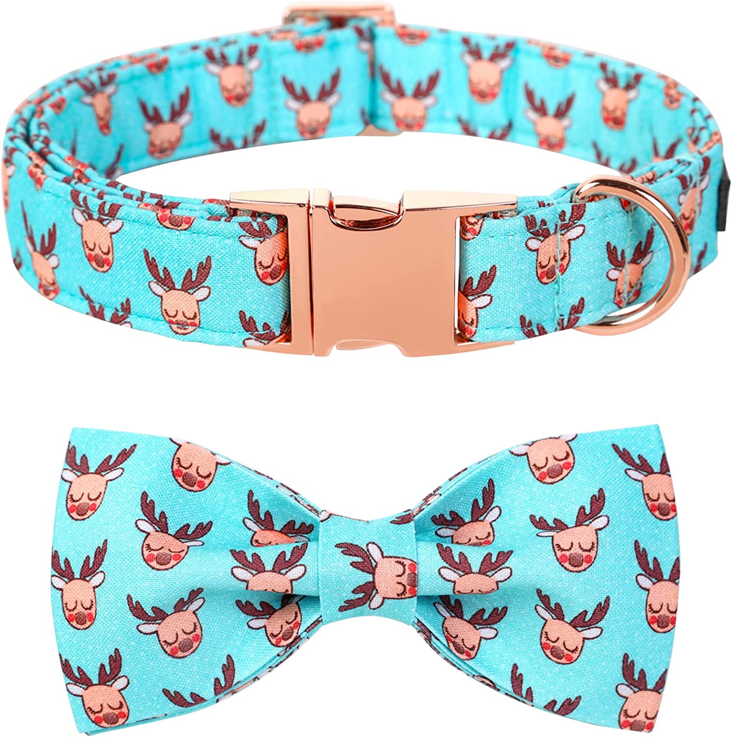 Lionet Paws Christmas Dog Collar with Bowtie, Dog Bowtie Collar with Metal Buckle for Dogs, Adjustable Comfortable Dog Collar Girl Boy Gift Santa Claus, M, Neck 13.5-22 In Animals & Pet Supplies > Pet Supplies > Dog Supplies > Dog Apparel lionet paws Reindeer Large (Pack of 1) 