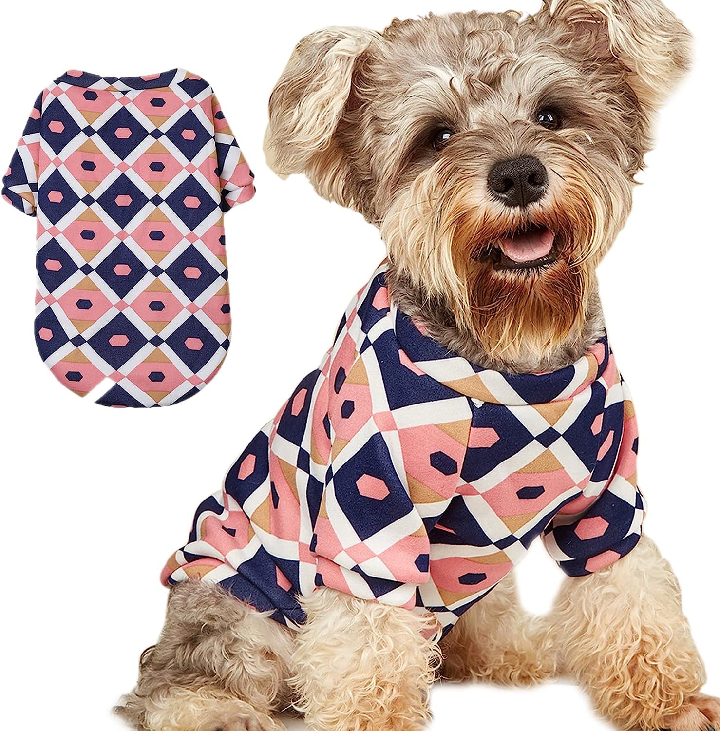 JOUHOI Striped Dog Sweater for Small Dogs Winter Sweatshirt Warm Pet Puppy Clothes Doggie Cat Clothing, Pink Yellow, Medium, (DST-01) Animals & Pet Supplies > Pet Supplies > Dog Supplies > Dog Apparel JOUHOI Plaid Pink Medium 