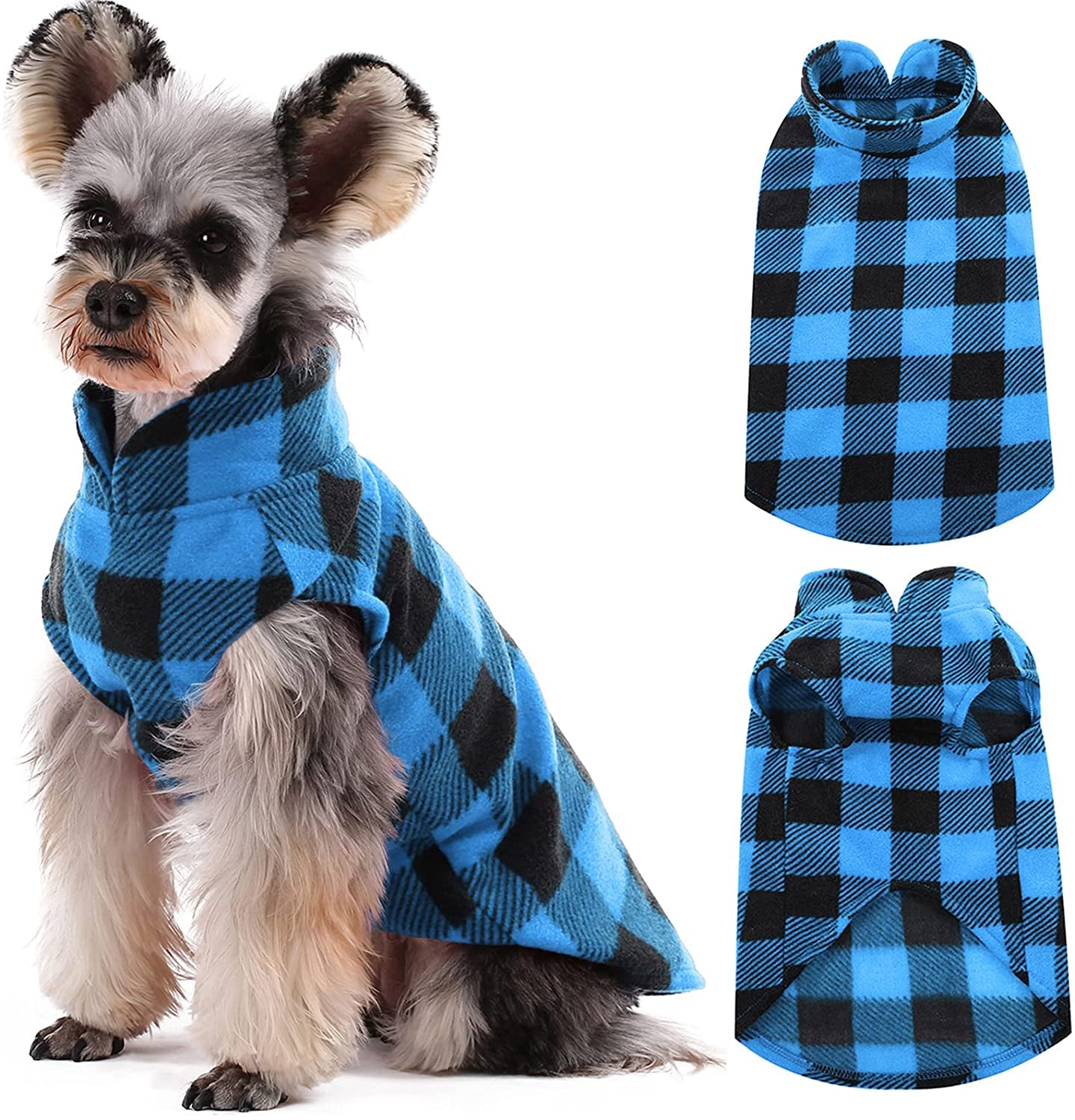 Kuoser Stretch Dog Fleece Vest, Soft Classic Plaid Basic Dog Sweater for Small Dogs & Cats, Warm Dogs Shirt Pullover Dog Coat Jacket Winter Dog Clothes for Teddy Chihuahua Yorkshire with Leash HOL Animals & Pet Supplies > Pet Supplies > Dog Supplies > Dog Apparel Kuoser Blue Plaid Medium (Pack of 1) 