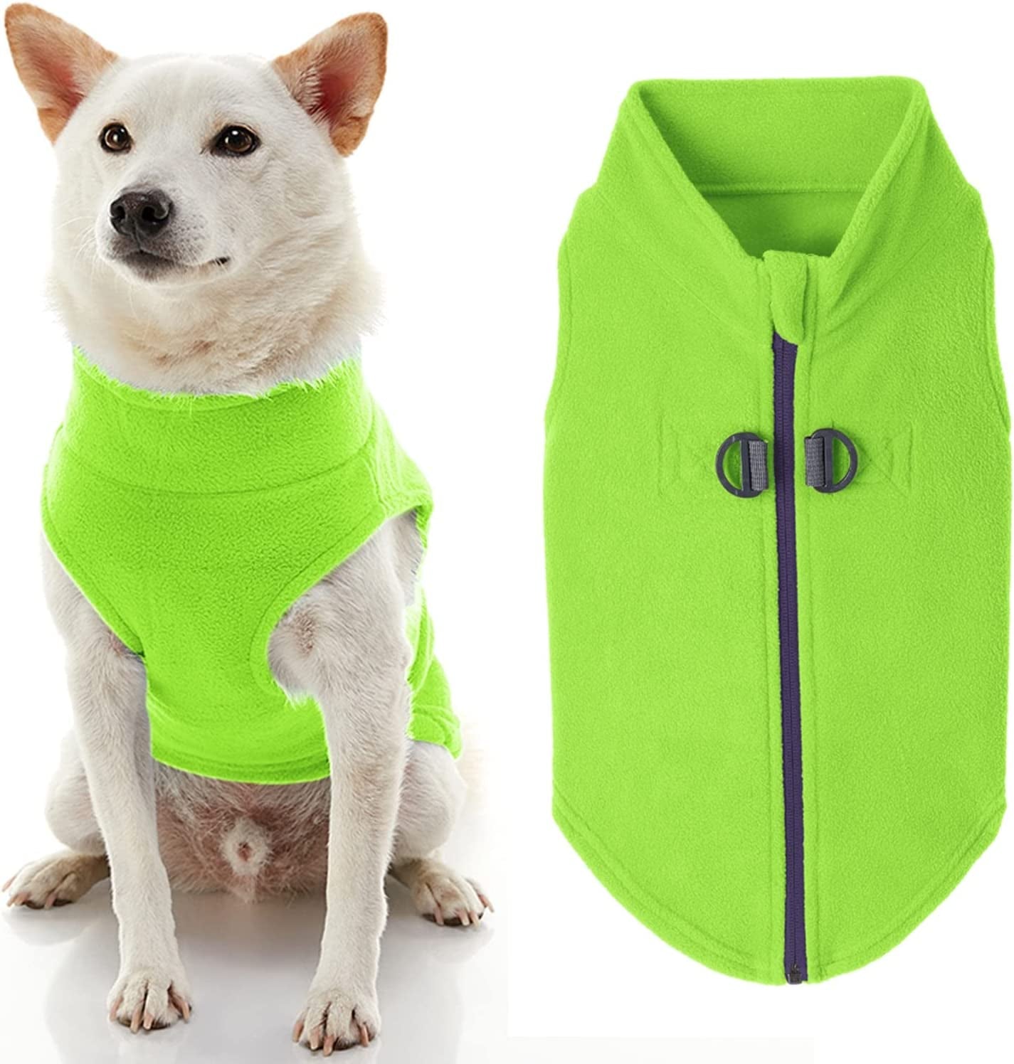 Gooby Zip up Fleece Dog Sweater - Blue, Medium - Warm Pullover Fleece Step-In Dog Jacket with Dual D Ring Leash - Winter Small Dog Sweater - Dog Clothes for Small Dogs Boy and Medium Dogs Animals & Pet Supplies > Pet Supplies > Dog Supplies > Dog Apparel Inafiction USA Lime X-Small chest (~11") 