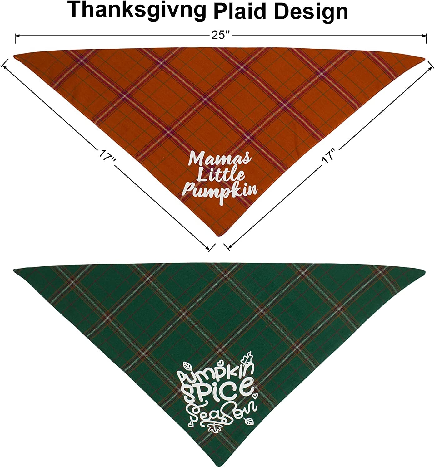 PTDECOR Thanksgiving Dog Bandanas Fall Dog Puppy Bandana Adjustable Dog Triangle Scarf Plaid Dog Thanksgiving Bandanas for Small Medium Dogs Pets Animals & Pet Supplies > Pet Supplies > Dog Supplies > Dog Apparel PTDECOR   