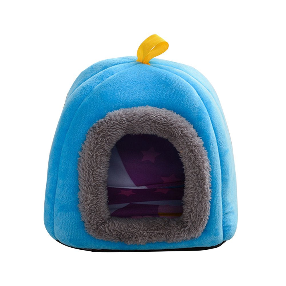 Benbor Hamster Nest with Handle Keep Warm Pet Bed Small Animal Cave Bed Winter House Pet Supplies Animals & Pet Supplies > Pet Supplies > Small Animal Supplies > Small Animal Bedding benbor Blue  