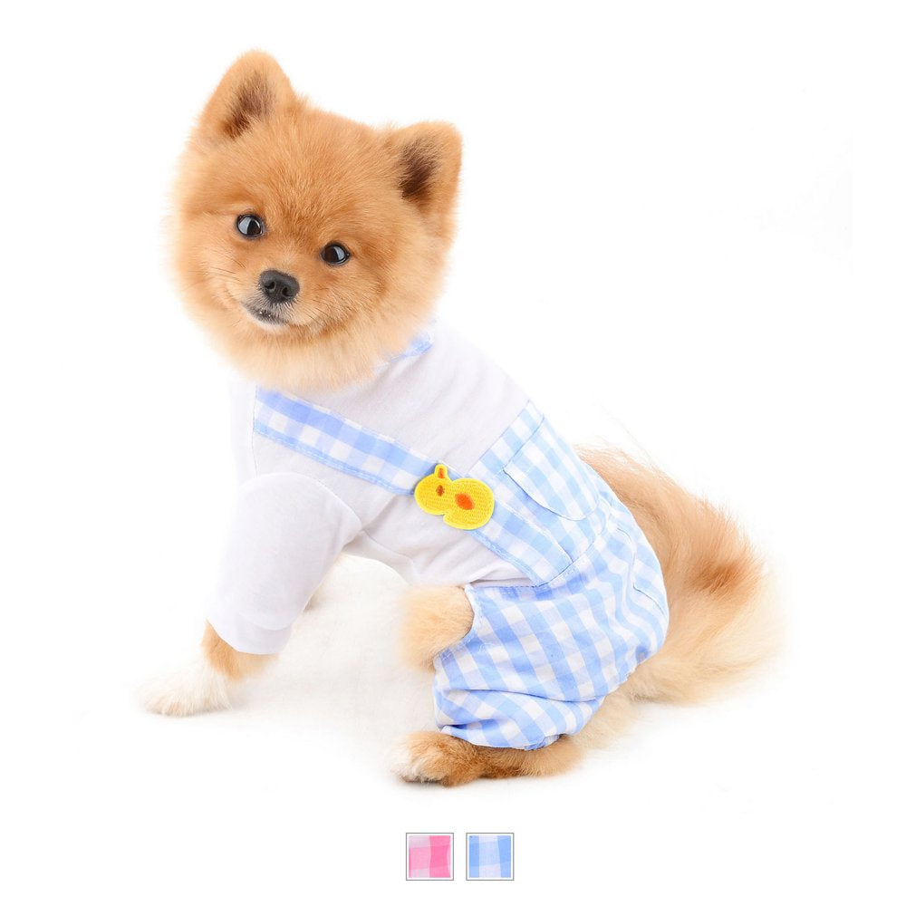 SELMAI Pet Overalls Outfits Puppy Clothes for Small Medium Dogs Boy Girls Summer Shirts with Plaid Pants Jumpsuits One Piece 4 Legs Apparel for Cats Yorkie Chihuahua Animals & Pet Supplies > Pet Supplies > Cat Supplies > Cat Apparel SELMAI L Blue 