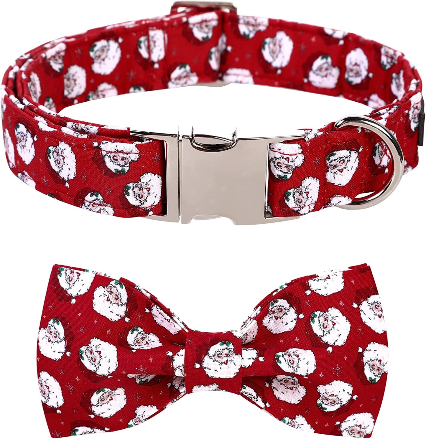 Lionet Paws Christmas Dog Collar with Bowtie, Dog Bowtie Collar with Metal Buckle for Dogs, Adjustable Comfortable Dog Collar Girl Boy Gift Santa Claus, M, Neck 13.5-22 In Animals & Pet Supplies > Pet Supplies > Dog Supplies > Dog Apparel lionet paws Santa Claus Large (Pack of 1) 