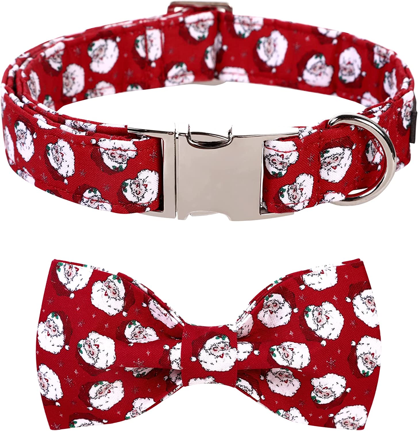 Lionet Paws Christmas Dog Collar with Bowtie, Dog Bowtie Collar with Metal Buckle for Dogs, Adjustable Comfortable Dog Collar Girl Boy Gift Santa Claus, M, Neck 13.5-22 In Animals & Pet Supplies > Pet Supplies > Dog Supplies > Dog Apparel lionet paws Santa Claus Large (Pack of 1) 