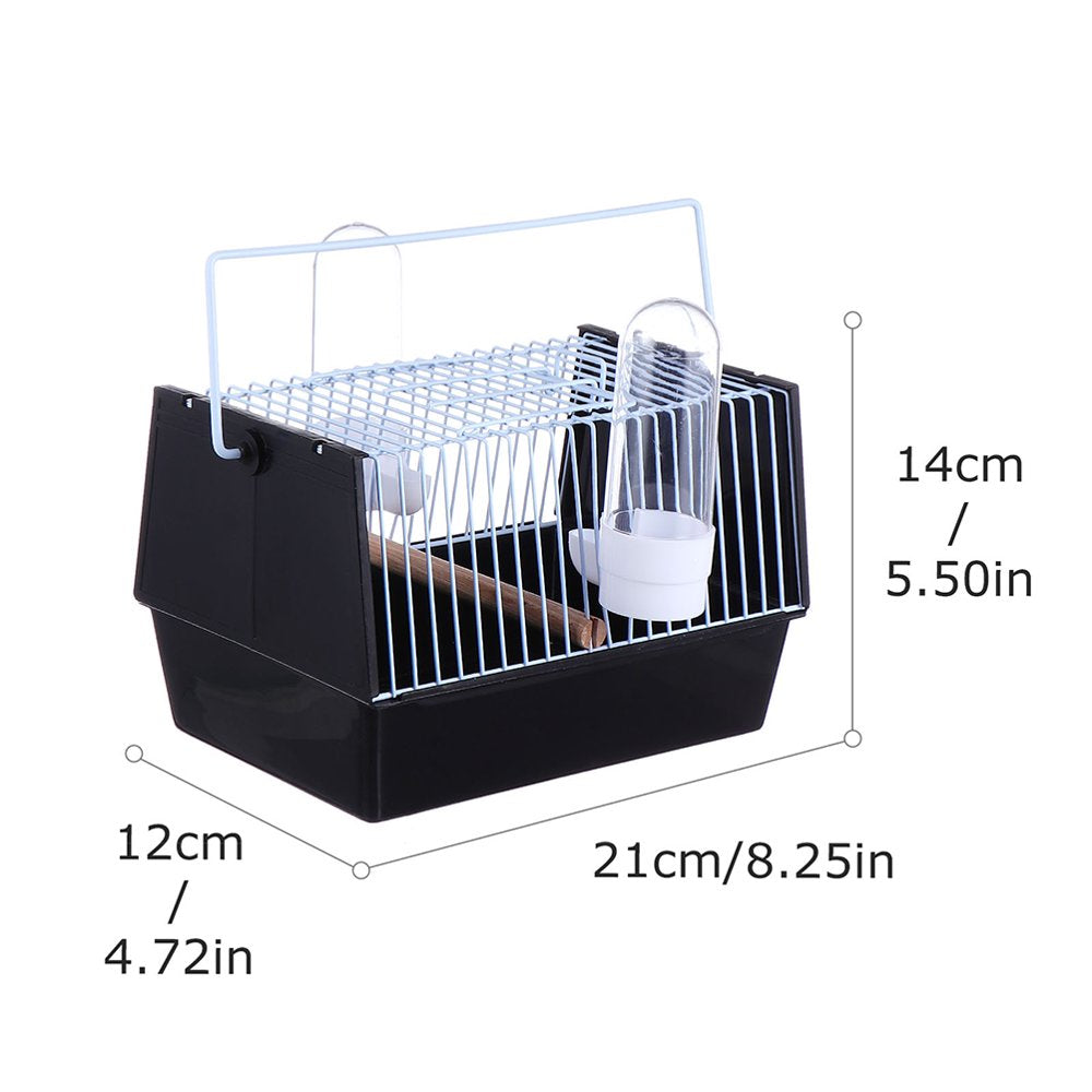 Bird Travel Carrier Cage with 2 Feeder and Wooden Stand, Portable Cage for Parrot Lovebird Cockatiel,Black,8.25 X 4.72 X 5.5 Inch Animals & Pet Supplies > Pet Supplies > Bird Supplies > Bird Cages & Stands PARTYKINDOM   