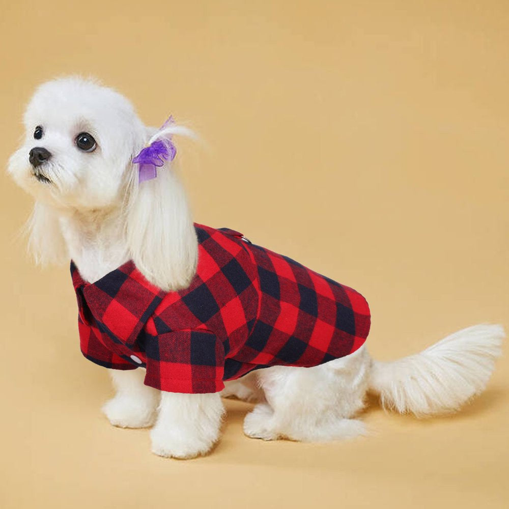 IDOMIK Dog Shirt Pet Plaid Shirts Breathable Pet Puppy T-Shirt Outfit Dog Clothes for Small Medium Dogs Cats Dog Pajamas Spring Summer Adorable Pet Clothes Animals & Pet Supplies > Pet Supplies > Dog Supplies > Dog Apparel IDOMIK   